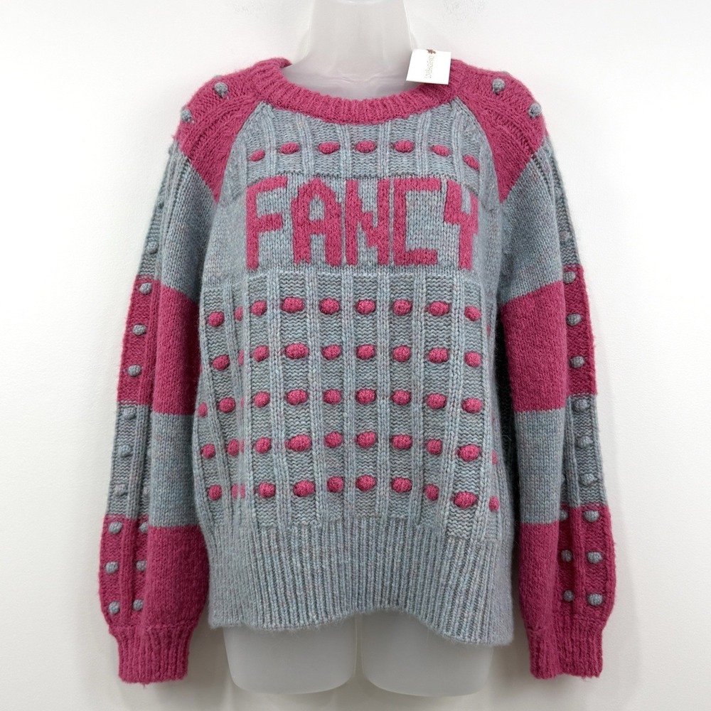 LoveShackFancy Ellyn Crewneck Sweater Women M NWT Alpaca Wool Bubble Cottagecore